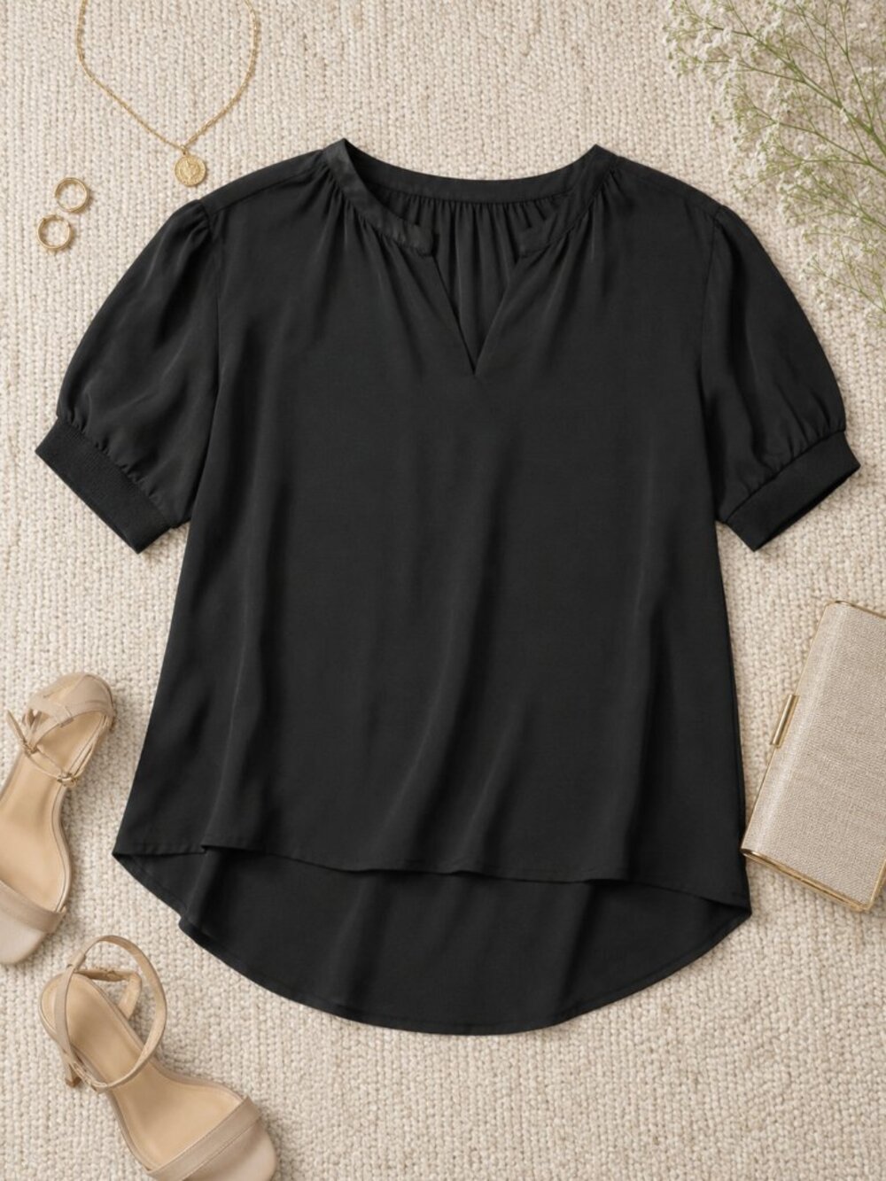 Catherine Malandrino Black Short Sleeve Top Size XL NWT